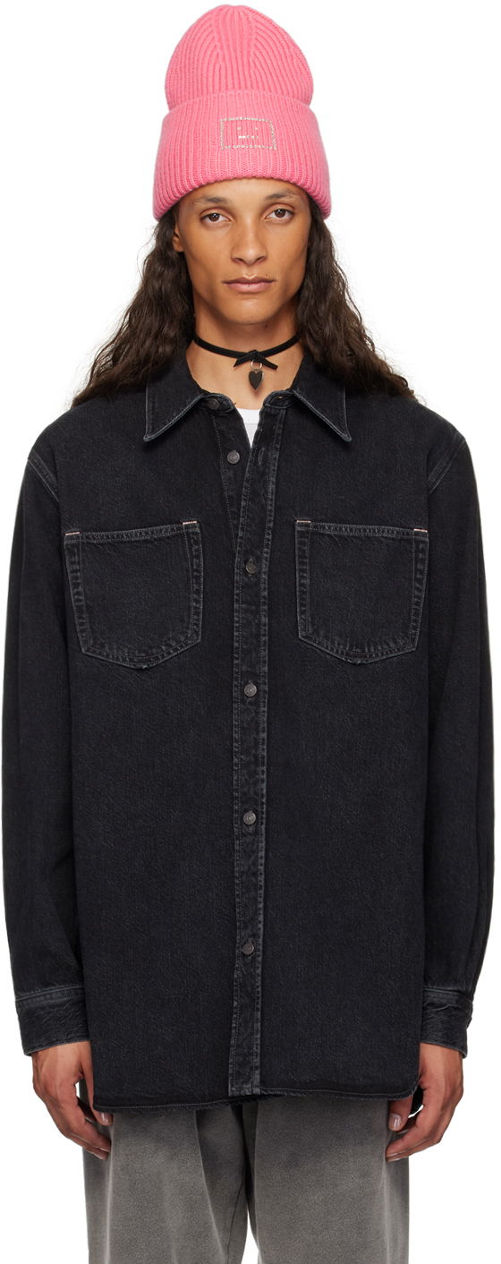 Srajce Acne Studios Button-Up Denim Shirt Črna | CB0082-