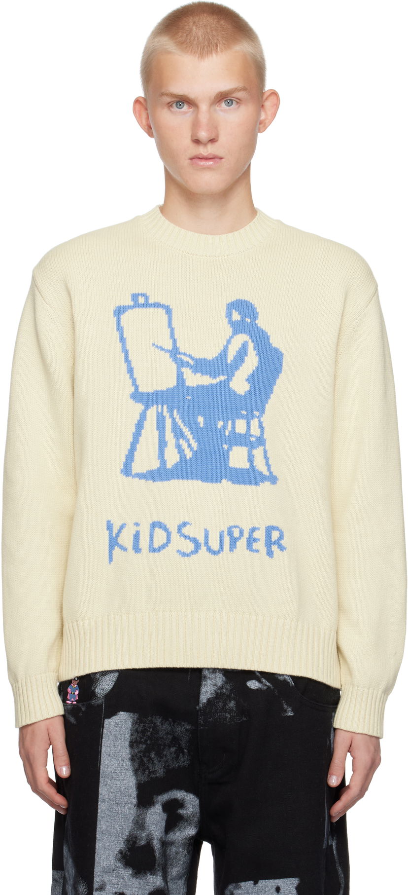 Pleteni pulover KidSuper Painter Graphic Sweater Bež | AW24-SW-12