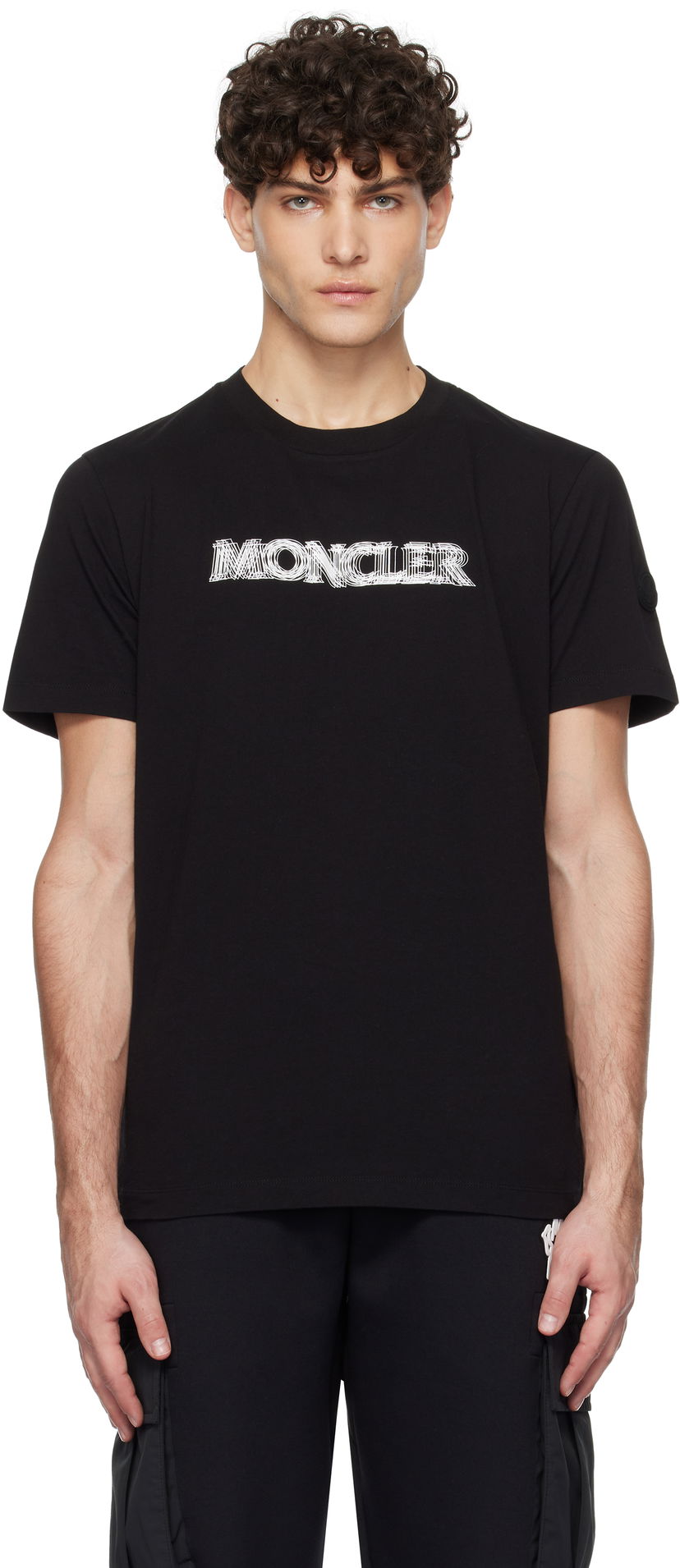 Majica Moncler Short Sleeve T-Shirt with Logo Print Črna | K10918C0000589A17