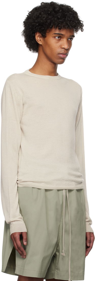 Pleteni pulover Rick Owens Rick Owens Hollywood Cropped Level Biker Sweater Bež | RU01E5630 WS, 1