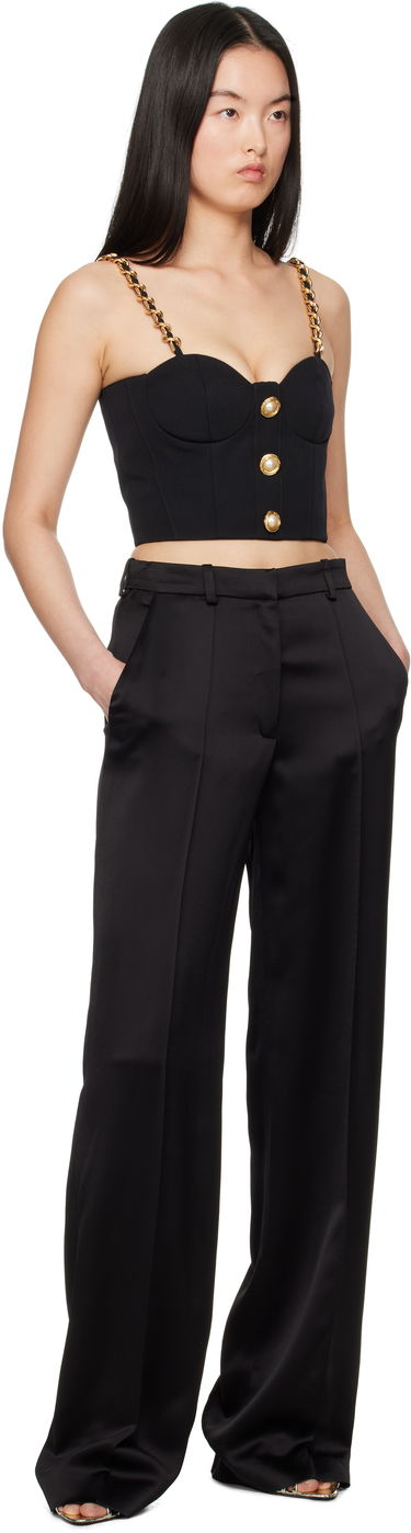 Krop-top Balmain Balmain Bustier Top with Chain Straps Črna | EF0AD405WC09, 3