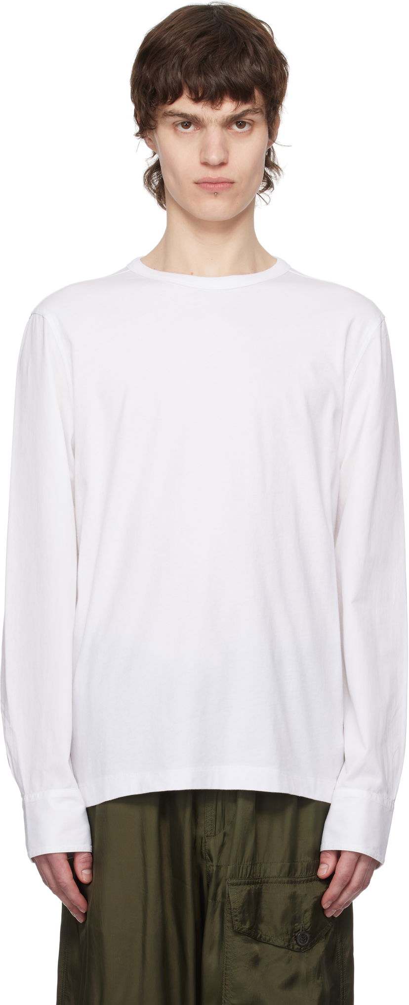 Majica Dries Van Noten Dries Van Noten Paneled Long Sleeve T-Shirt Bela | 251-021106-1600