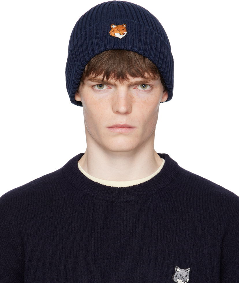 Beanie MAISON KITSUNÉ Maison Kitsuné Fox Head Beanie Mornarica | PM06111KT1140