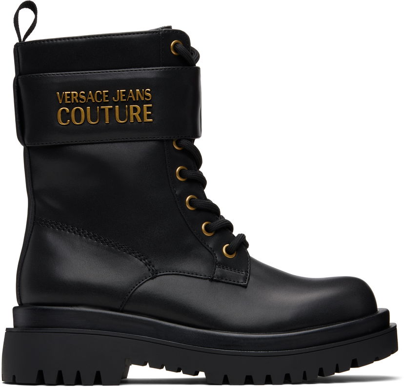 Superge in čevlji Versace Versace Jeans Couture Logo Hardware Boots Črna | E79VA3S64_E71570