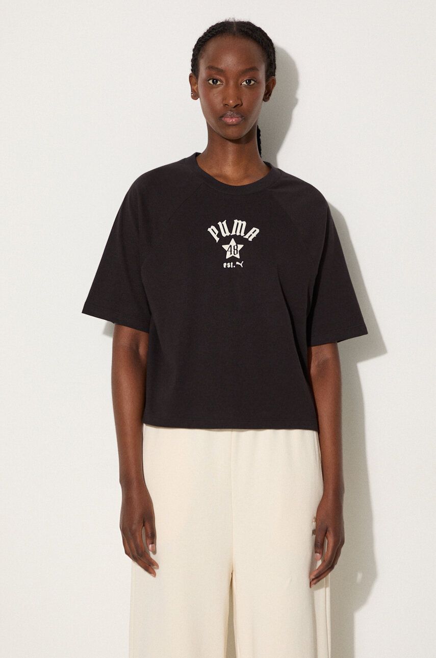 Krop-top Puma Classics Play Paris Relaxed Crop Top Črna | 626808, 0