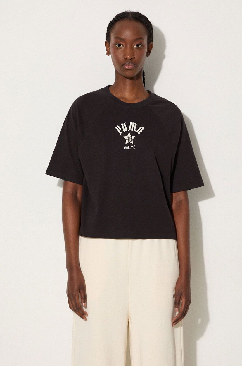 Krop-top Puma Classics Play Paris Relaxed Crop Top Črna | 626808