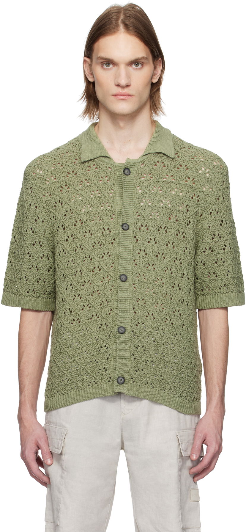 Pleteni pulover BOSS HUGO Knitted Cotton Polo Zelena | 50536666