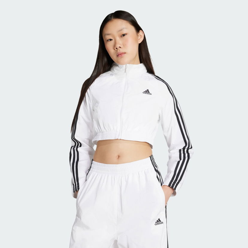 Vetrovka adidas Performance Teamgeist Adicolor Cropped Track Jacket Bela | JZ8275