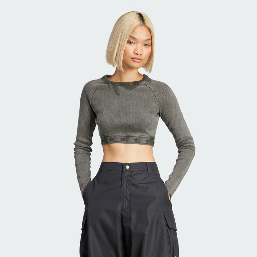 Krop-top adidas Performance Long Sleeve Crop Top Zelena | JD0014