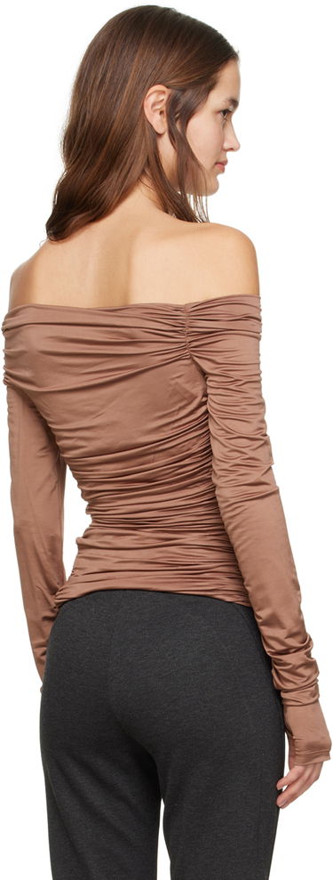 Majica Helmut Lang Ruched Long Sleeve Top Rjava | N10HW513, 2
