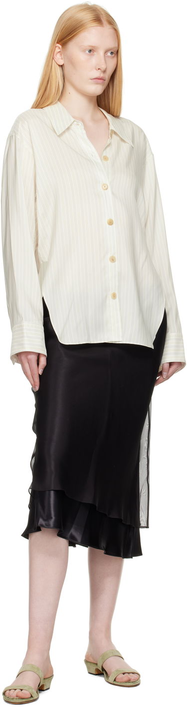 Srajce Khaite Khaite Herschel Striped Button-Down Shirt Bela | 23793003, 3