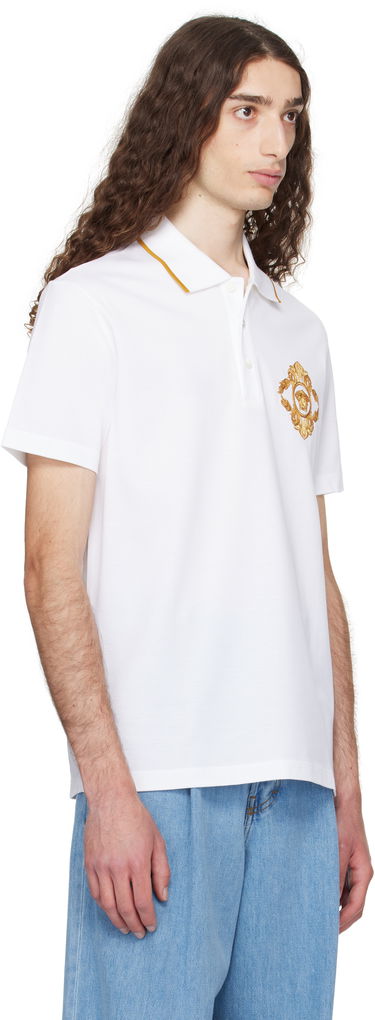 Polo majica Versace Versace Embroidered Architectural Baroque Polo Bela | 1013906_1A14973, 1
