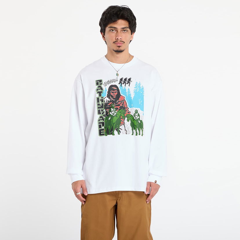 Majica BAPE A BATHING APE Bape Graphic Relaxed Fit Long Sleeve Tee Bela | 001LTL801309MWHT