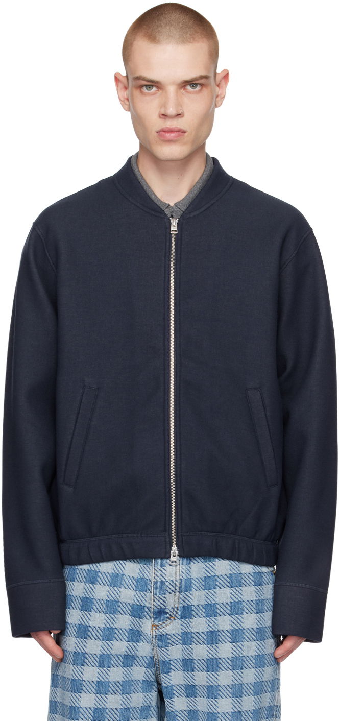 Bomber jakna AMI Zipped Bomber Jacket Mornarica | HJK015.750, 0