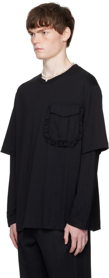 Majica Simone Rocha Simone Rocha Layered Ruffle Pocket Long Sleeve T-Shirt Črna | 5379 0553, 3