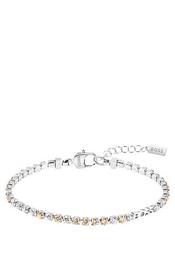 Zapestnica BOSS BOSS Tennis Bracelet with Clear and Champagne Crystals Kovinski | 1580633