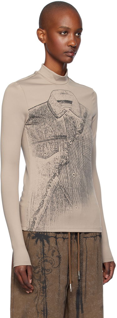 Majica Feng Chen Wang Feng Chen Wang Deconstruction Print Jersey T-Shirt Bež | FUF18LS04, 3