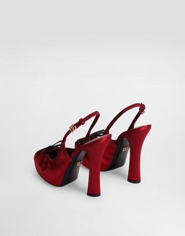 Superge in čevlji Dolce & Gabbana Dolce & Gabbana Satin Slingbacks with Bow Detail Rdeča | CG0927AD1608S652, 2