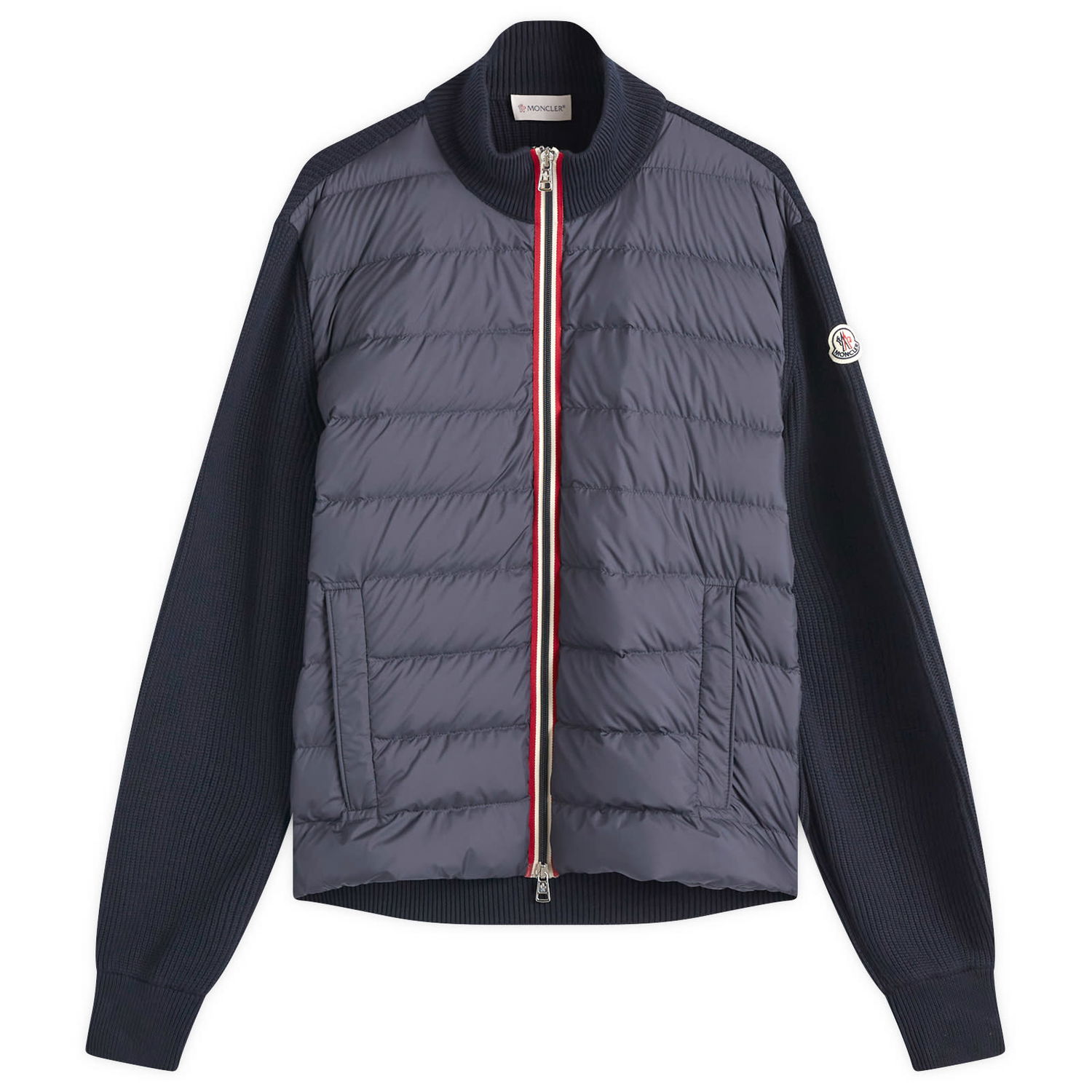 Puhovka Moncler Cotton Yarn Hybrid Jacket With Knit Sleeves Modra | 9B000-06-M1367-779, 0