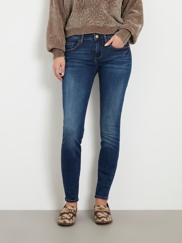 Kavbojke GUESS Mid Rise Skinny Denim Pant Mornarica | W2YA99D4Q03
