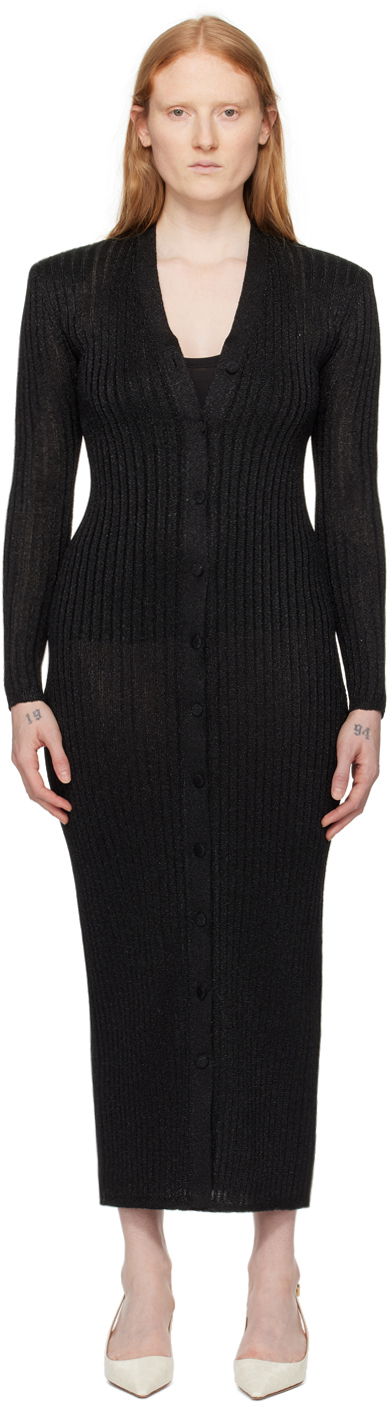 Obleke Tom Ford Metallic Midi Cardigan Dress Črna | ACK413-YAX661