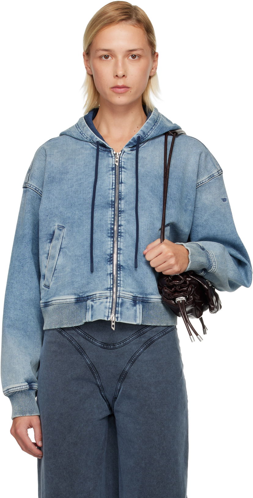 Pulover Diesel De-Giri-Crop Jogg Hoodie Modra | A18241 09M32