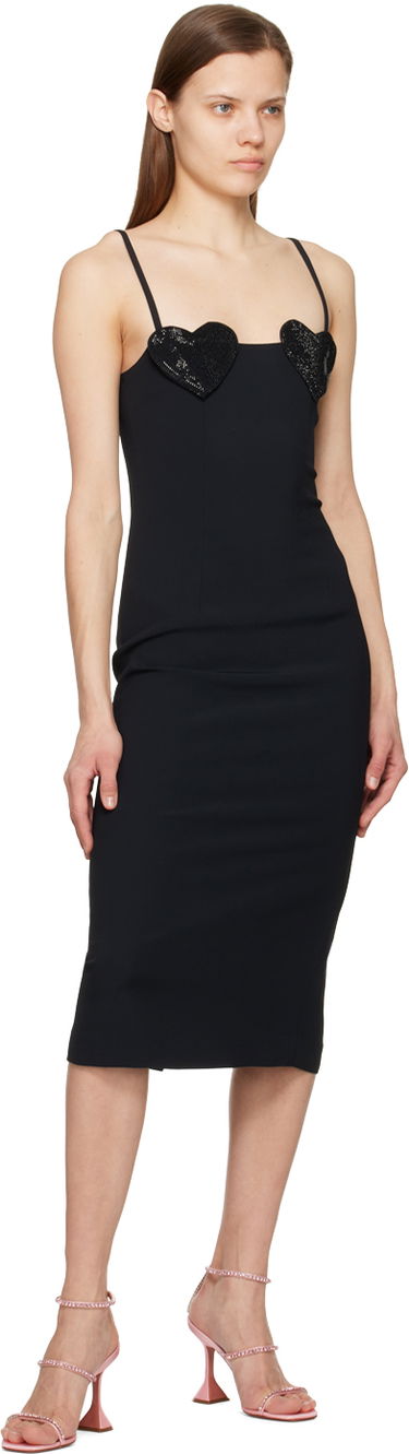 Obleke Blumarine Midi Dress With Sequin Hearts Črna | P322A316A, 3