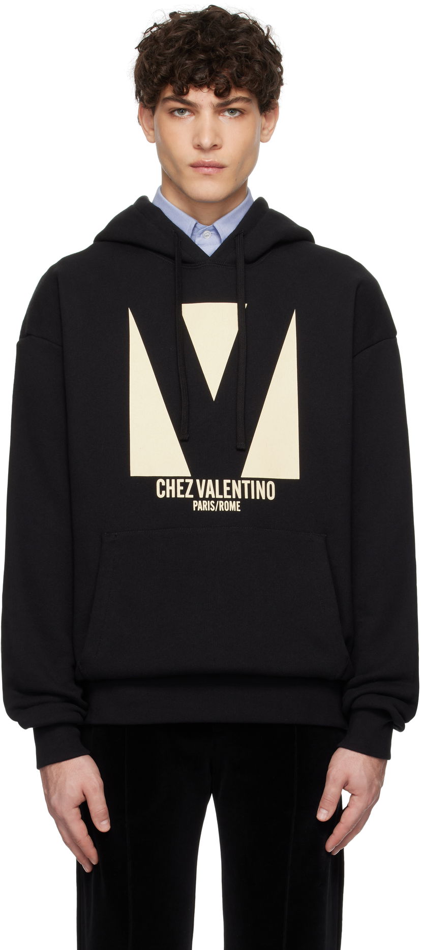 Pulover Valentino Cotton Hoodie With Print Črna | 6V3MF28NAQA