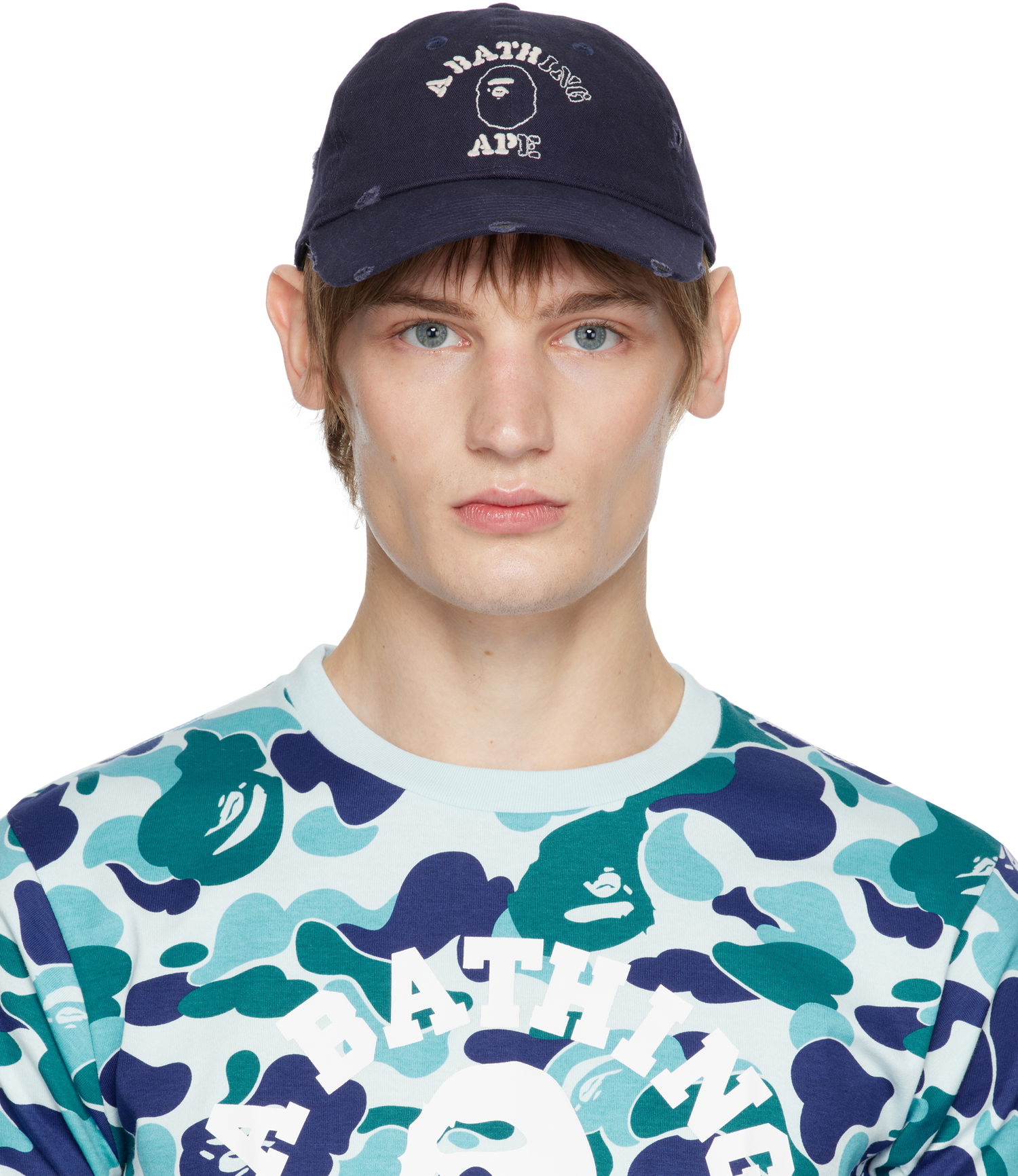 Kapa BAPE Worn Out College Cap Modra | 001CPK801304M, 0