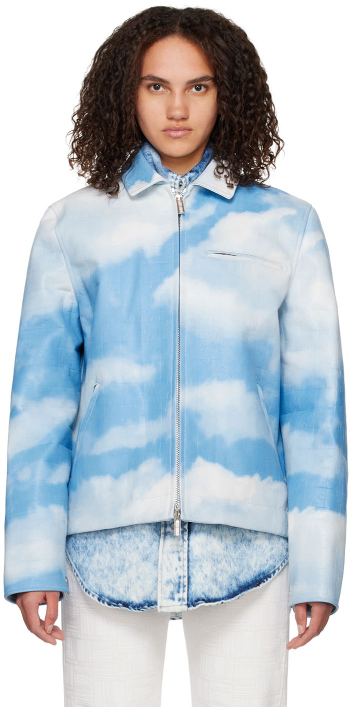 Vetrovka VETEMENTS VTMNTS Sky Puzzle Leather Jacket Modra | VL14JA100S