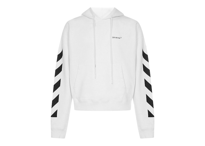 Pulover Off-White Diagonal Helvetica Oversized Hoodie Bela | OMBB037C99FLE0010110