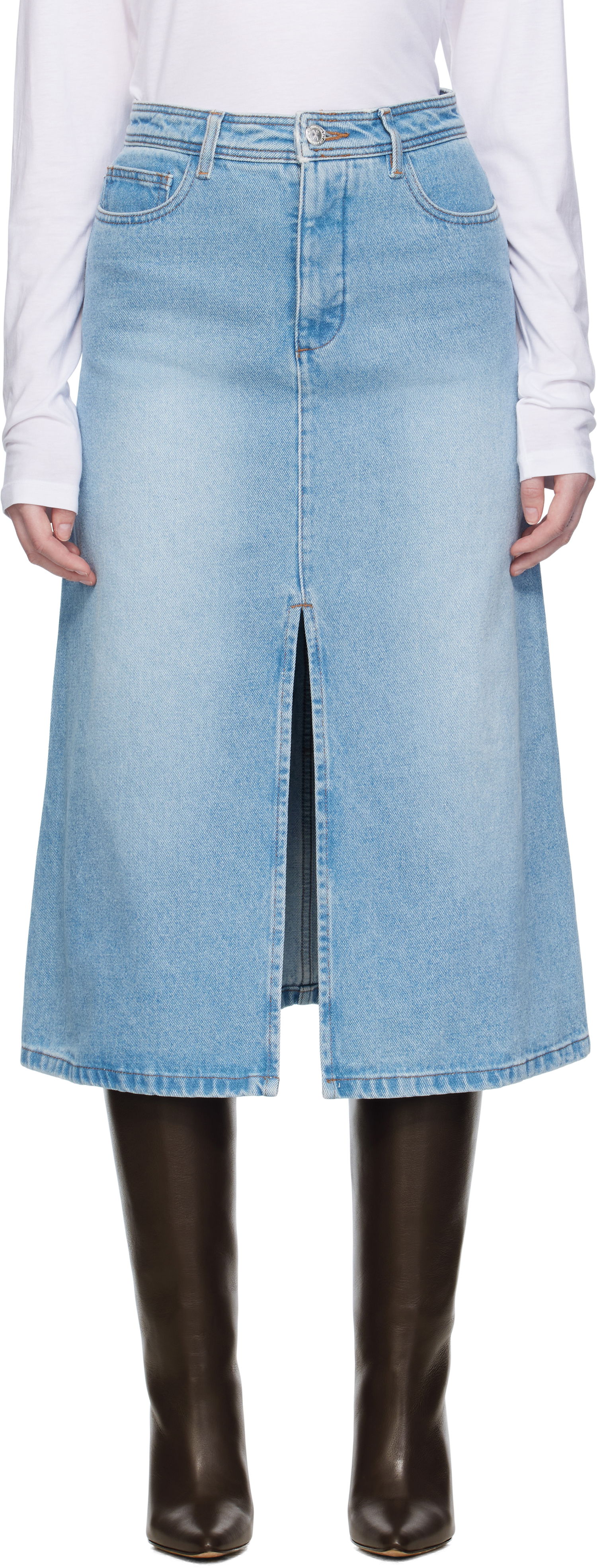 Krila A.P.C. A.P.C. Georgia Denim Midi Skirt Modra | COHIC-F06423, 0