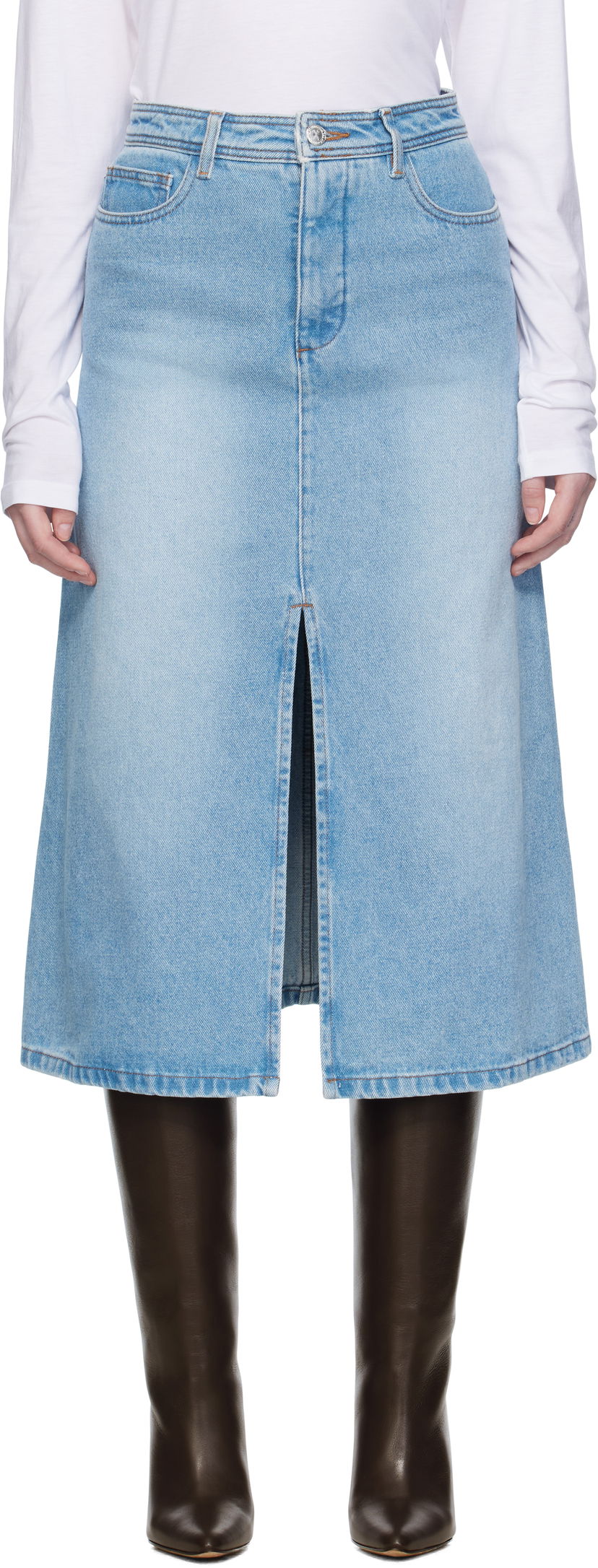 Krila A.P.C. A.P.C. Georgia Denim Midi Skirt Modra | COHIC-F06423