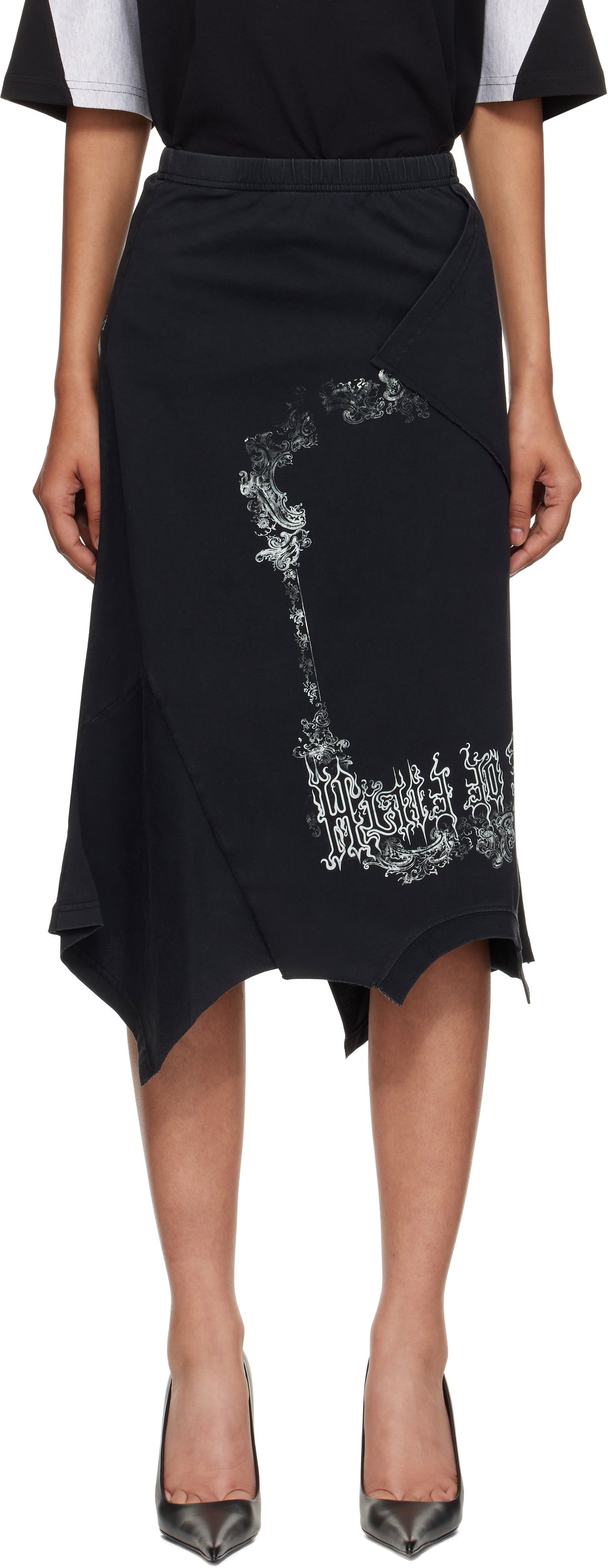 Krila VETEMENTS Vetements Cradle Of Filth Print Asymmetrical Midi Skirt Črna | WCF76SK690M, 0