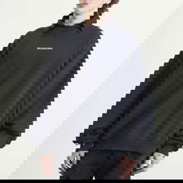 Pulover Balenciaga Logo Layered Collar Sweatshirt Mornarica | 850363-TTVJ2-1569, 2