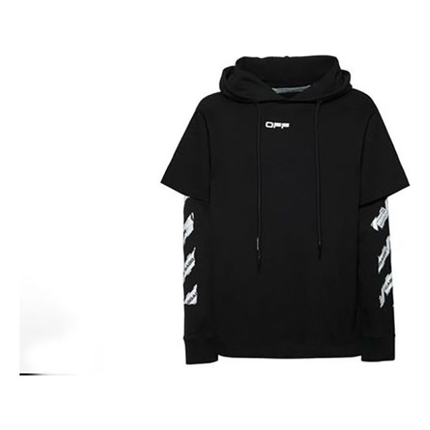 Pulover Off-White Airport Tape Hoodie Črna | OMAB033S201850031088