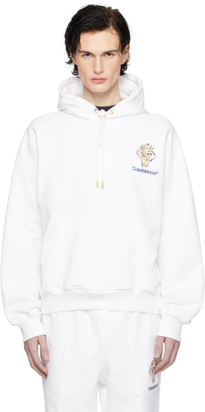 Pulover Casablanca Diamond Column Print Hoodie Bela | MPS25-JTP-292-02