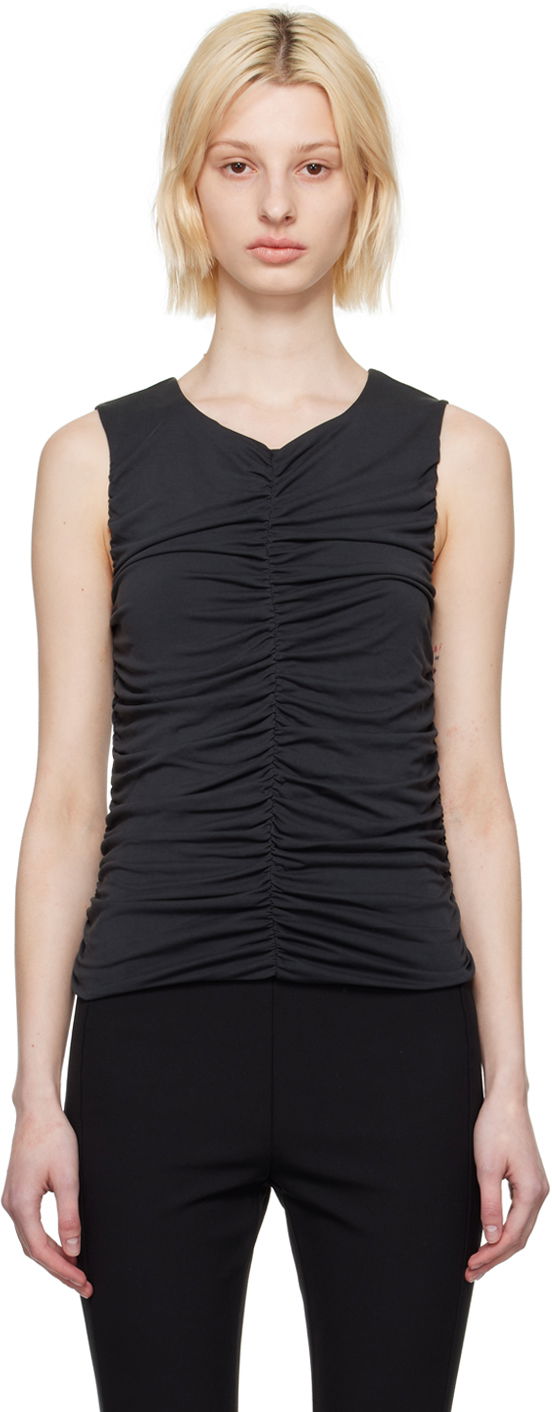 Majica brez rokavov rag & bone Christy Ruched Tank Top Črna | WAC23PT024CR24
