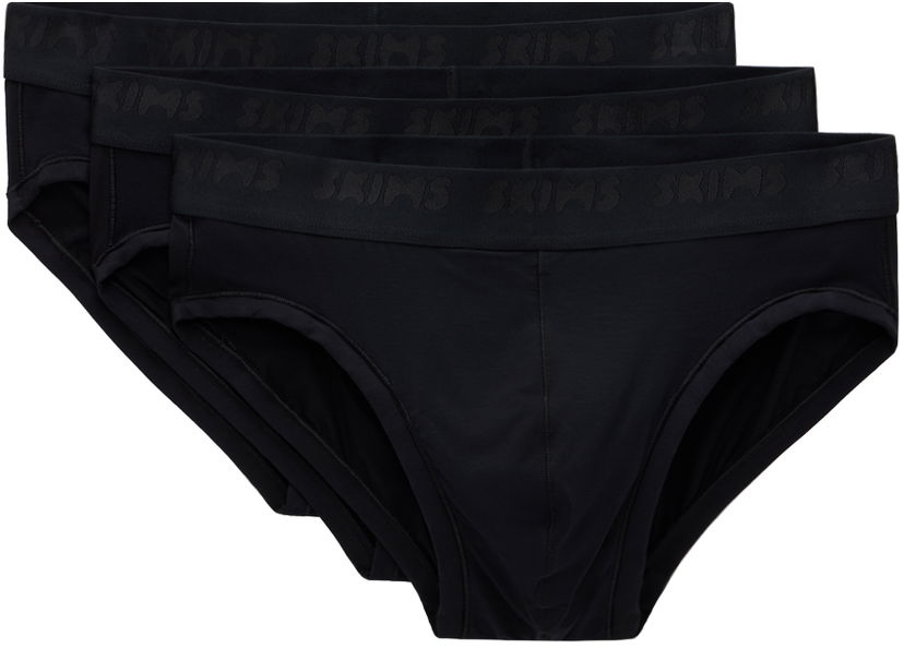Spodnjice SKIMS SKIMS Stretch Briefs, Three-Pack Črna | BO-BRF-5629M