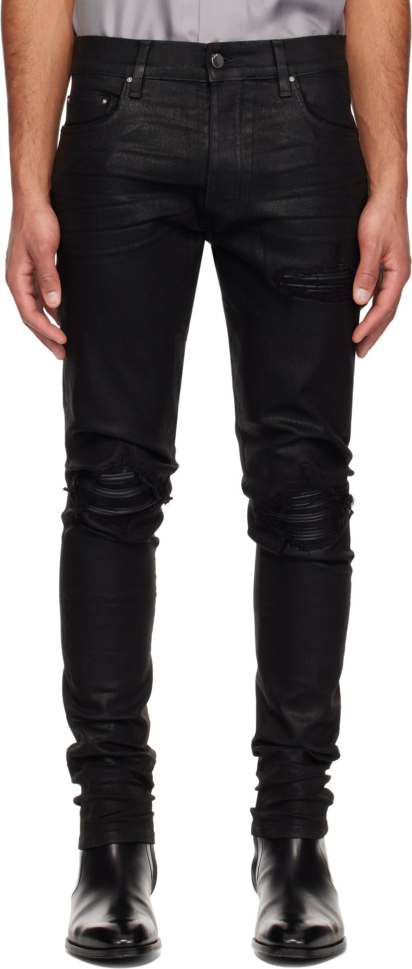 Kavbojke AMIRI AMIRI MX1 Waxed Denim Jeans Črna | AMDNSY1113