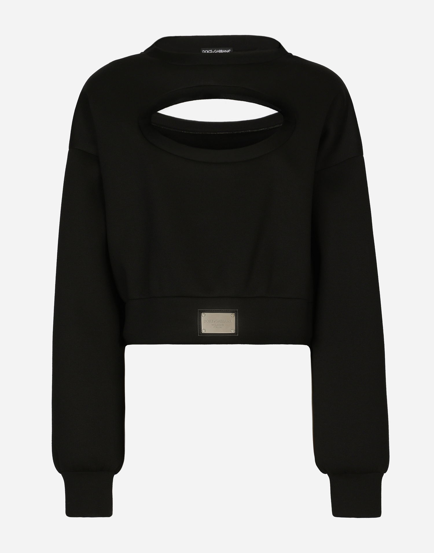 Krop-top Dolce & Gabbana Technical Jersey Sweatshirt With Cut-out And Tag Črna | F9P58THU7JWN0000, 0