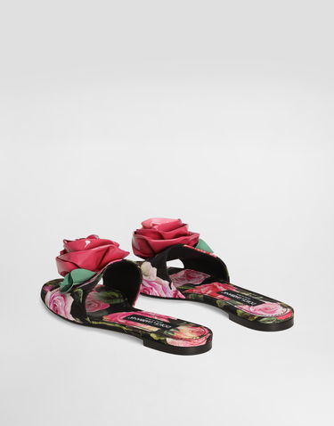 Modni dodatki Dolce & Gabbana Dolce & Gabbana Printed Brocade Rose Slides Večbarvna | CQ0634A6N91HN5IG, 2
