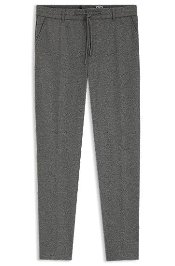 Hlače BOSS Tapered-fit brushed stretch flannel trousers Siva | 50551542