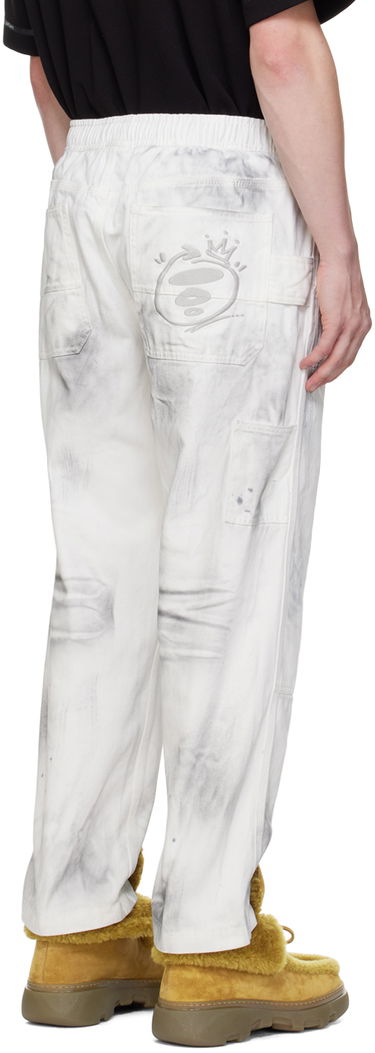 Cargo hlače AAPE by A Bathing Ape AAPE by A Bathing Ape Embroidered-Logo Painter Pants Bela | AAPPTMA682XAMWHB, 2
