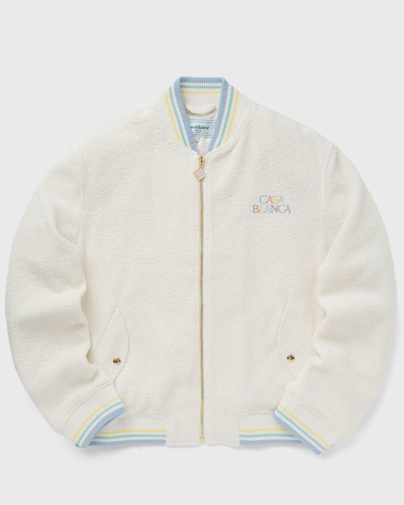 Bomber jakna Casablanca MAISON PASTELLE EMBROIDERED BOMBER JACKET Bež | MPF24-OT-102-01