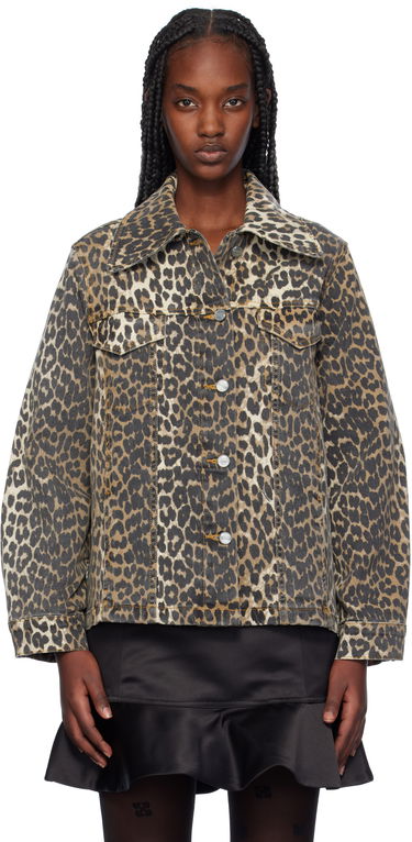 Jakna GANNI Leopard Print Denim Siva | J1581, 0