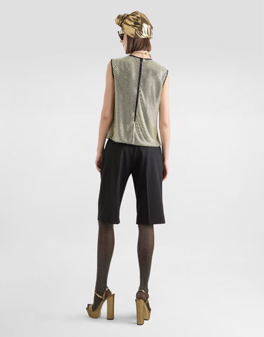 Majica brez rokavov Dolce & Gabbana Sleeveless Crystal Mesh Blouse Kovinski | F7AK7ZFLSK3S0997, 2
