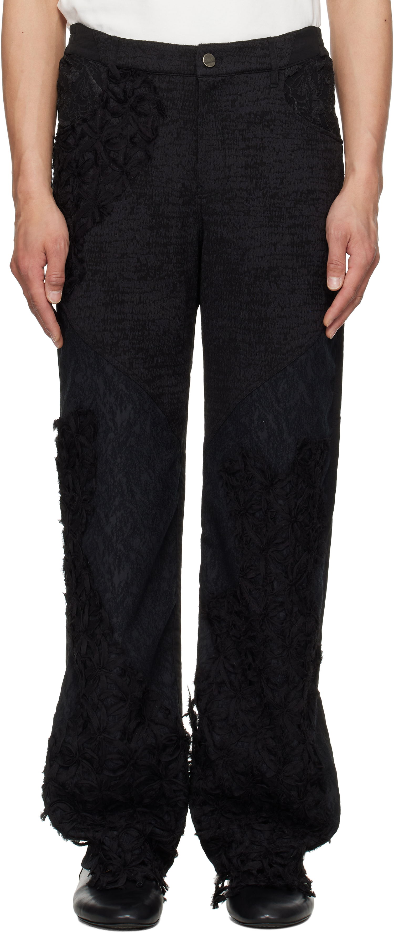Hlače ADER ERROR ADER error Product. 90 Floral Appliqué Trousers Črna | BO01SSBT0106BK, 0