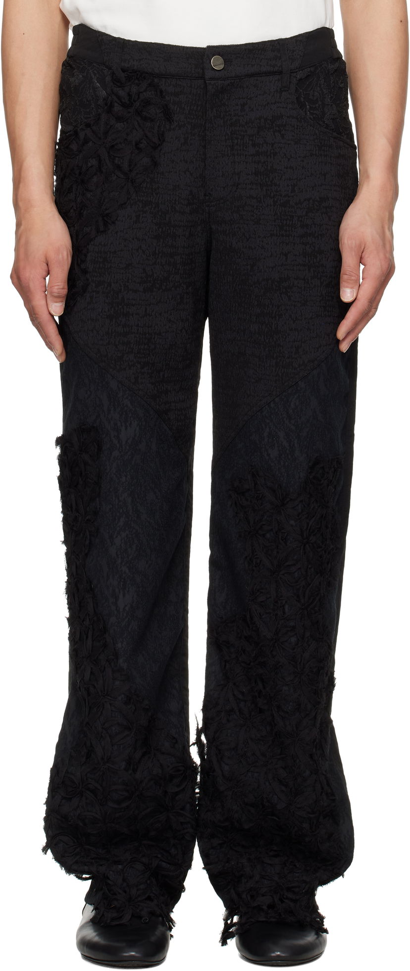 Hlače ADER ERROR ADER error Product. 90 Floral Appliqué Trousers Črna | BO01SSBT0106BK