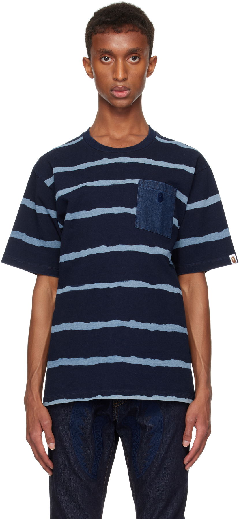 Majica BAPE Relaxed Fit T-shirt Print Mornarica | 001CSK221005F